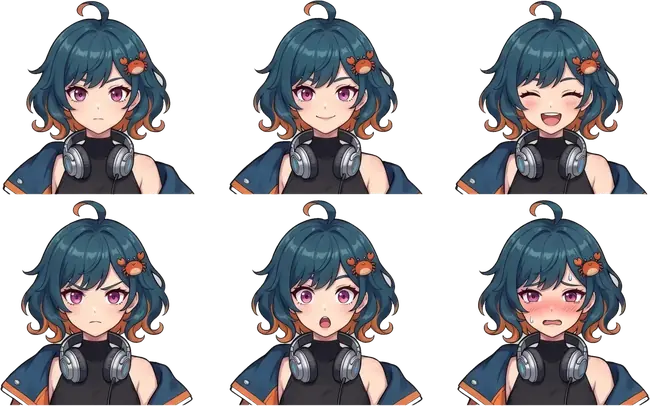 Six facial expressions of Kanityan