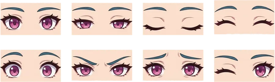 Eight eye and brow states