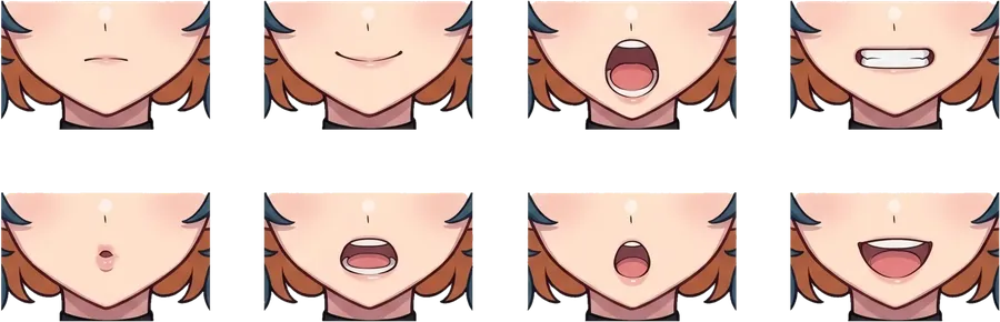 Eight mouth shapes used for lip-sync