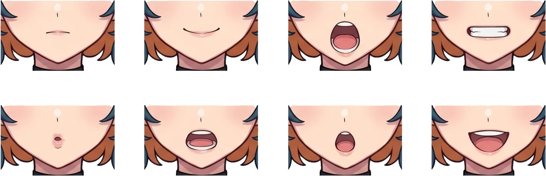 Eight mouth shapes used for lip-sync